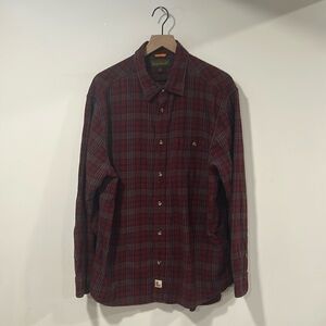 Timberland Men's XL Long Sleeve Button Flannel. Red Plaid Shirt